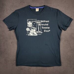 Nikola Tesla Spiritex Shirt Mens Large Navy Science Graphic Organic Cotton USA